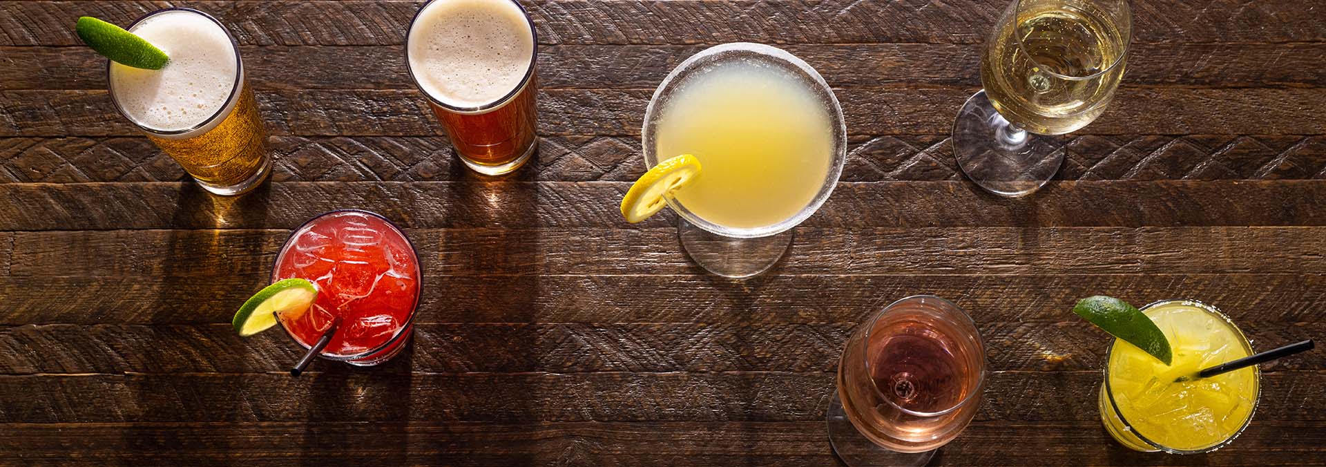 Rattler's cocktails and other beverages on a table